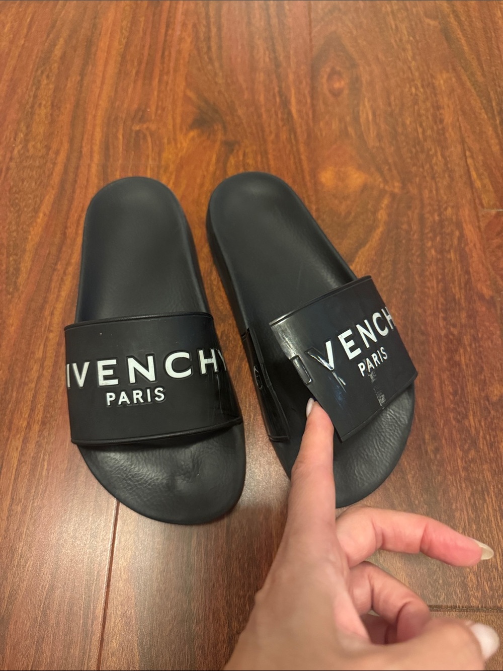 Givenchy Black Logo Slide Sandals, size 37 **BROKEN